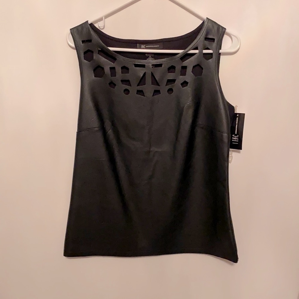 INC sleeveless Non-Leather Top - BNWT - Black